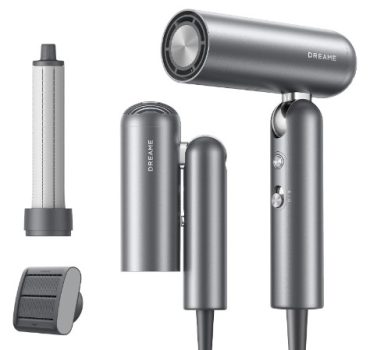 Dreame Pocket Secador de Pelo, 110000 RPM Secador de Pelo Profesional con 3 Formas Plegables, Peso Ligero de 300g, 300 Millones de Iones Negativos/Cm³, Temperatura Constante de 57 °C, Gris