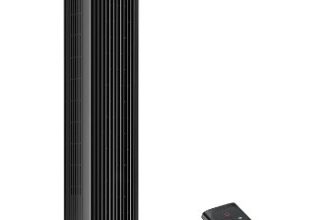 Dreo 28dB Ventilador de torre Nomad One con mando a distancia, silencioso de 7,3 m/s de velocidad, oscilante de 90° con 4 velocidades, 4 modos, temporizador de 8 horas, ventilador de pie, negro.