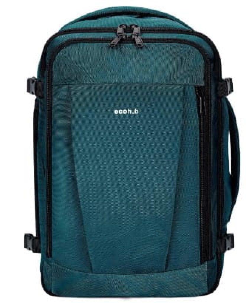 ECOHUB Mochila Viaje Cabina Avion 40x20x25 Ryanair 13 Compartimentos Mochila de Viaje Mochila Avion Mujer Maletas Debajo del Asiento Equipaje de Mano Mochila Avion Hombre 20L,Patentado(Azul verde)