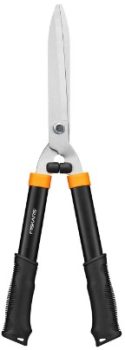 Fiskars Tijeras Cortasetos HS21, Para Podar Setos y Arbustos, Longitud 59 cm, Cuchillas de Acero Templado/Mango de Plástico Soft-Touch, Negro/Naranja, Solid, 1026827