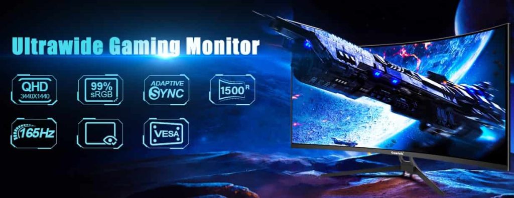 Gawfolk - Monitor de Juego Curvado 34 pulgadas, UWQHD, 1500R, Ultrawide, 165Hz, Pantalla de Ordenador Curvada - chollos amazon