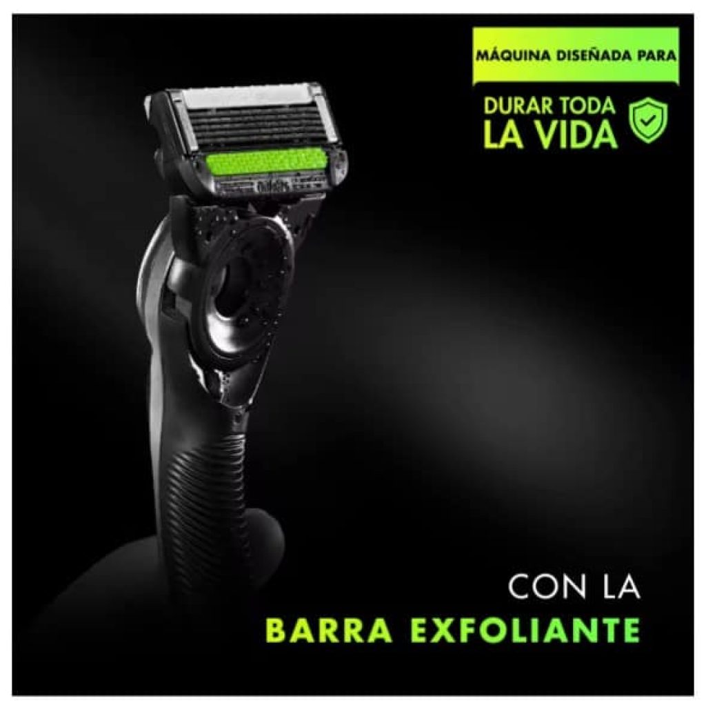 GilletteLabs máquina de afeitar con barra exfoliante y estuche de viaje, 1 mango, - 5 recambios, stand magnético