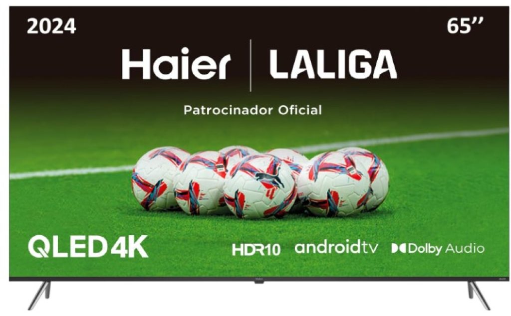 Haier QLED 4K UHD H65K705UG, 65", Smart TV de 65 pulgadas, Android 11, Dolby Audio, HDR 10, Control Remoto Inteligente, Google Assistant, Bluetooth 5.1, DBX TV, HDMI 2.1 x 4, Sin Marcos, 2024