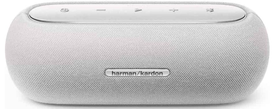 Harman Kardon Luna - Altavoz portátil, Resistente al Agua y al Polvo, con diseño Elegante, tecnología Bluetooth, Puerto USB y duración de batería de hasta 12 hrs, Gris