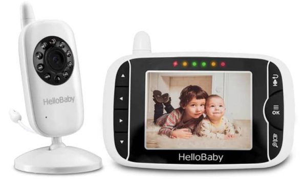 HelloBaby HB32 Vigilabebés Monitor Inalámbrico de Vídeo con Cámara Digital, Vigilancia de la Temperatura de Visión Nocturnay 2 Way Talkback System (HB32), 720p, Sólo movimiento