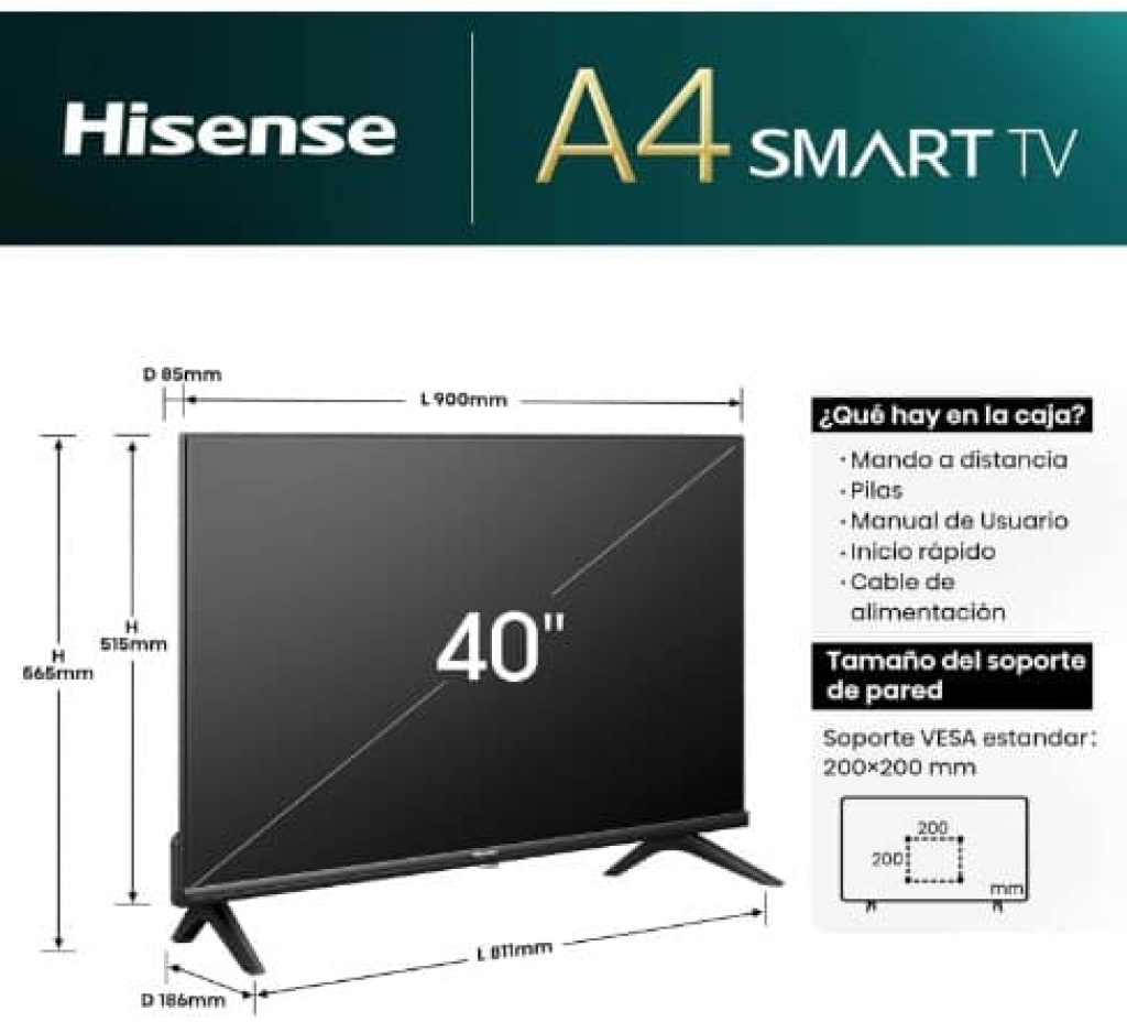 Hisense 40A4N - Smart TV de 40 Pulgadas, TV con Modo Juego, Deportes IA, (Nuevo 2024) - Amazon chollos