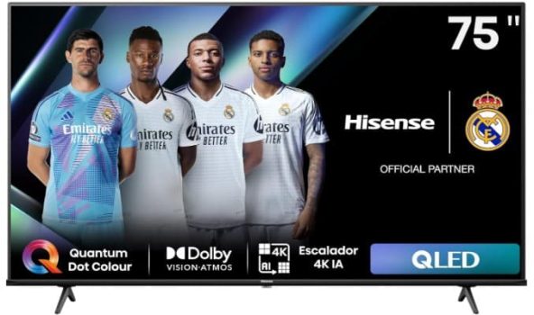 Hisense 75E7NQ - Smart TV 75 Pulgadas, QLED, Quantum Dot Colour, Dolby Vision, Dolby Atmos, Modo Juego Plus, 60Hz VRR 120 fps