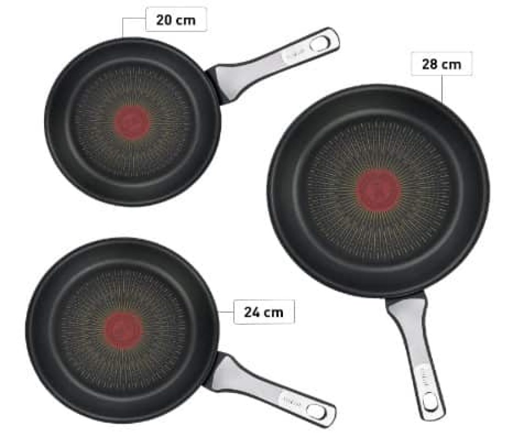 Juego 3 sartenes Tefal Unlimited On - 20/24/28 cm, revestimiento resistente, todo tipo de cocinas, sin PFOA - chollo