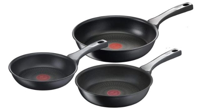 Juego 3 sartenes Tefal Unlimited On - 20/24/28 cm, revestimiento resistente, todo tipo de cocinas, apto para horno, sin PFOA