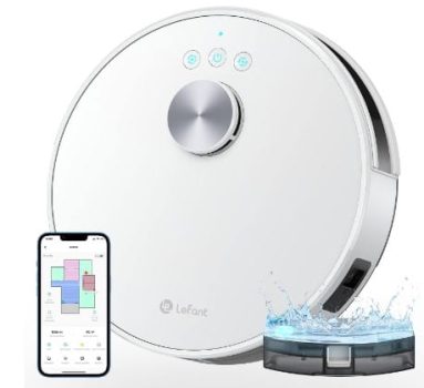 LEFANT M1 Robot Aspirador y Fregasuelos con mapeo, 4000Pa, 200 Min, Navegación Láser (LDS), Zona Prohibida, Aspirador Robot de 32 cm, Control WiFi/App/Alexa - Ideal para el Hogar Inteligente, M1