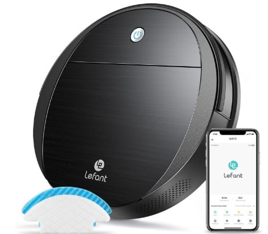 LEFANT Robot Aspirador, Robot Aspirador y Fregasuelos 2200Pa, Aspira, Barre y Mopa 3 en 1, Detecta obstaculos, Recarga automática, Alexa/App/WiFi, Ideal para pelos de Mascotas y Suelos Duros, M213