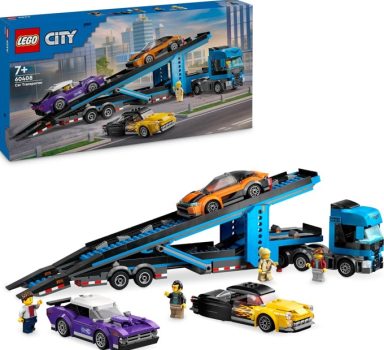 LEGO City Camión de Transporte con Deportivos y Remolque, Set con 4 Vehículos y Coches de Juguete - Juguetes para niños de 7 Años o más, 60408 - chollos amazon