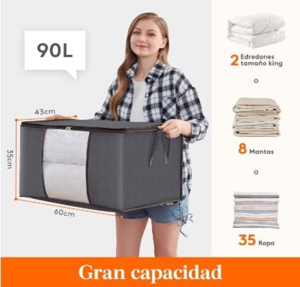 Lifewit 6 Piezas 90L Cajas Almacenaje, Organizador Armario Plegable, Bolsa Mudanza, Cajas Almacenaje Plastico para Guardar Ropa, Mantas, Edredones