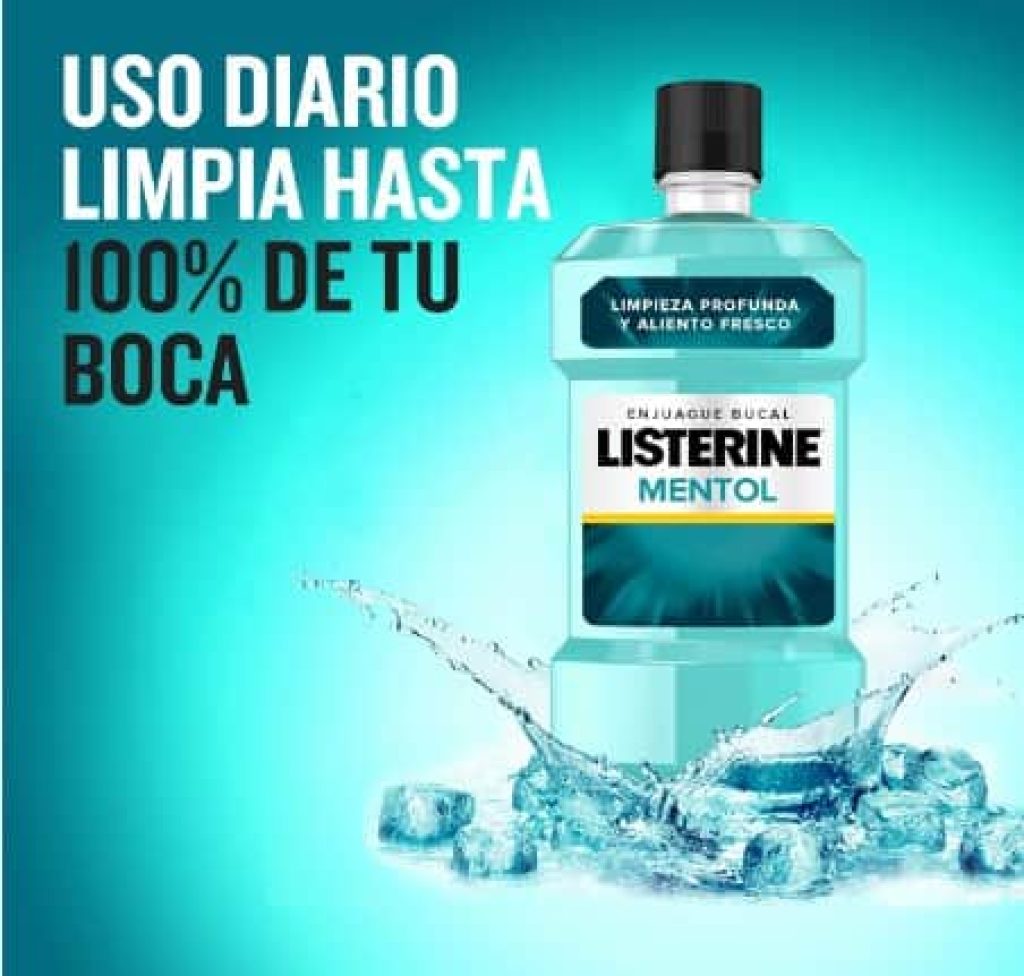 Listerine de 1 litro, (pack de 4 botes) sabor a mentol - Enjuague bucal con flúor, 24 horas de protección a precio de chollo!