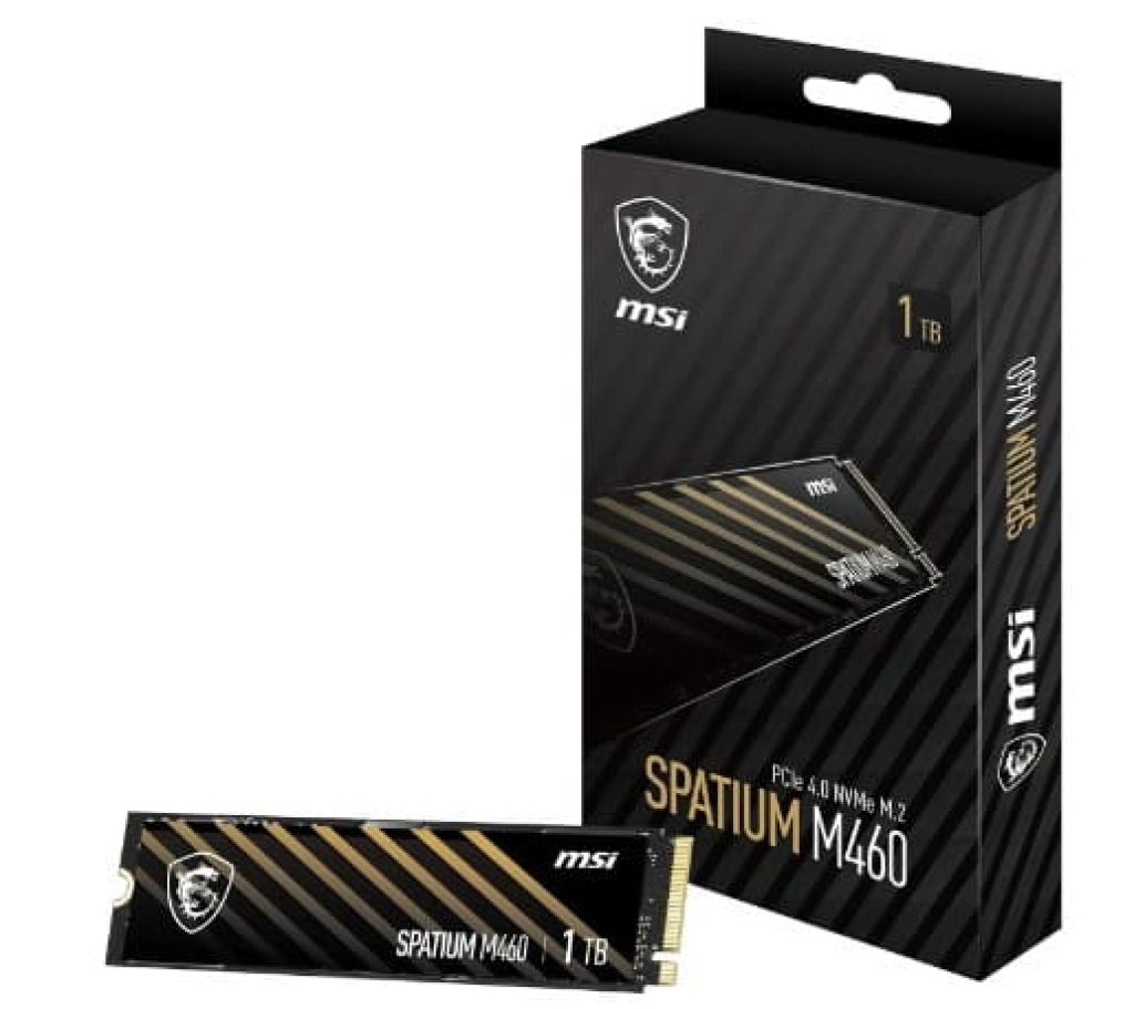 MSI SPATIUM M460 PCIe 4.0 NVMe M.2 1TB - Disco Duro SSD de 1TB (Gen4x4, 1.4, Tamaño 80.00mm x 22.00mm x 2.15mm, Lectura 5000 MB/s, Escritura 4500 MB/s)