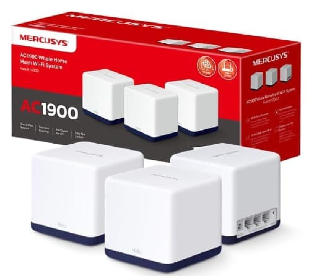 Mercusys HALO H1900G - AC1900 Mesh Wi-Fi, Doble Banda, Cobertura 550 m², 3× Gigabit Puerto por Unidad, MU-MIMO, Beamforming, Control Parental, Smart Connect, 3-Pack, CHOLLOS AMAZON