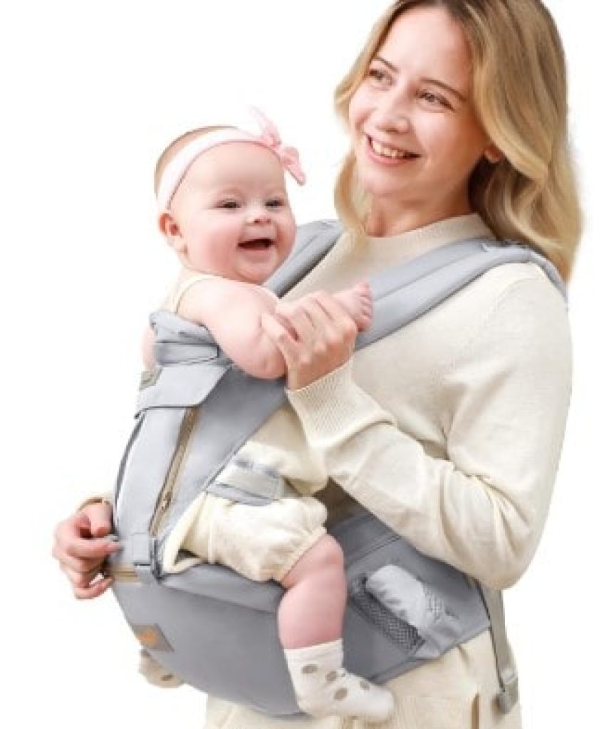 Mochila Portabebes Ergonómica, para Recién Nacidos y Niños con Asiento de Cadera y Apoyo Lumbar, Bebés de 7-66 Libras, Todas las Posiciones