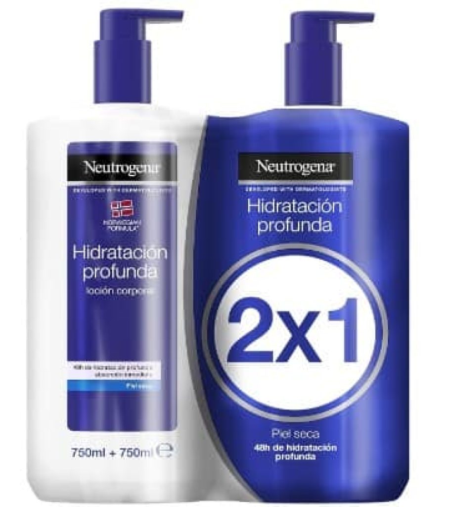 Neutrogena Fórmula Noruega Hidratación Profunda Loción Corporal de Absorción Inmediata (pack de 2 x 750 ml), crema hidratante corporal con tecnología Pro-Ceramida y Glicerina para piel seca