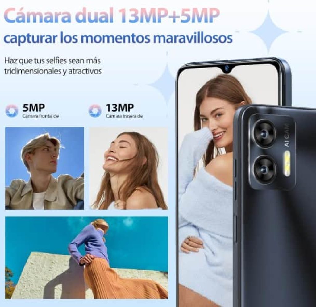 OUKITEL C36 Teléfono Móvil Libres 2024, 12GB+128GB/1TB, 6.56" Pantalla HD+90Hz, Android 13 Móvil, Batería 5150mAh, Cámara13MP Smartphone 4G Dual SIM, Octa-Core/Face ID/Fingerprint/OTG/GPS, (Negro)