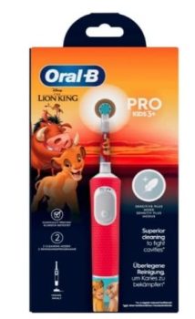 Oral-B Pro Kids - Cepillo de dientes eléctrico para niños a partir de 3 años, incluye modo Sensitiv+ para cuidado dental, cerdas extrasuaves, 1 cabezal de repuesto, 1 estuche de viaje, color blanco