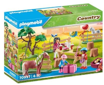 PLAYMOBIL Country 70997Fiesta de Cumpleaños en la Granja de Ponis, Juguetes para niños a Partir de 4 años, chollos amazon