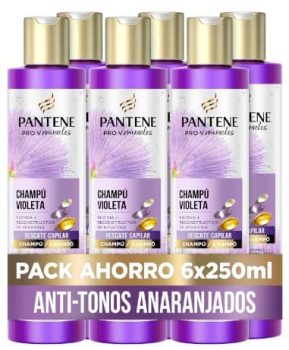Pantene Pro-V Miracles Violeta Champú Reparador con Biotina y Keratina 250ml x6 Atenúa los Tonos Amarillos y Recupera la Fuerza del Cabello Decolorado, con Mechas o muy Tratado