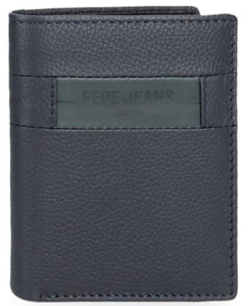 Pepe Jeans Checkbox Cartera Vertical con Monedero Azul 8,5x10,5x1 cms Piel