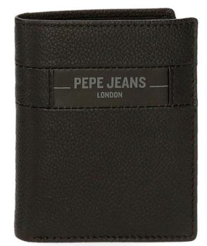 Pepe Jeans Checkbox Cartera Vertical con Monedero Negro 8,5x10,5x1 cms Piel