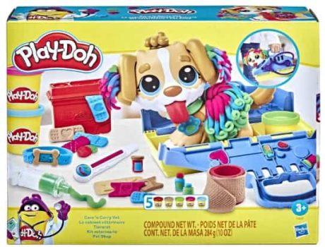 Play-Doh Kit Veterinario - Set con Cachorro de Juguete, transportín, 10 Herramientas, 5 Colores