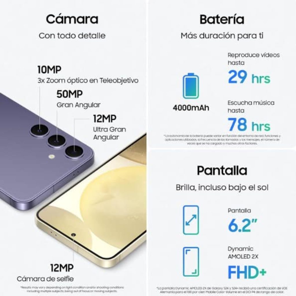 Samsung Galaxy S24 y Cargador 45W, Teléfono Móvil con IA, Smartphone Android, 8 GB RAM, 256 GB Almacenamiento, Cámara 50MP, Batería Larga Duración, Violeta Cobalt (Versión Española)