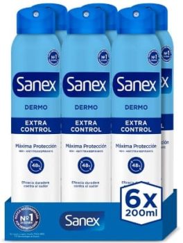 Sanex Dermo Extra Control Desodorante Spray, Pack 6 Uds x 200 ml, Antibacteriano, 48H de Protección, CHOLLOS AMAZON