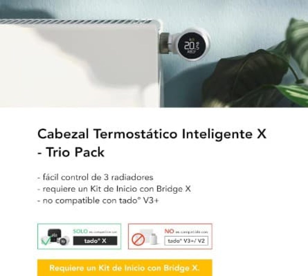 Tado Termostato de radiador inteligente tado° X: Pack Trío, aplicación y altavoz inteligente, ahorra energía