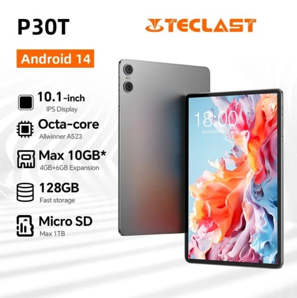 Teclast P30T - Tablet Android 14, 10,1 pulgadas, 10GB RAM, 128GB ROM, 1280x800 IPS, 6000mAh - CHOLLOS ALIEXPRESS