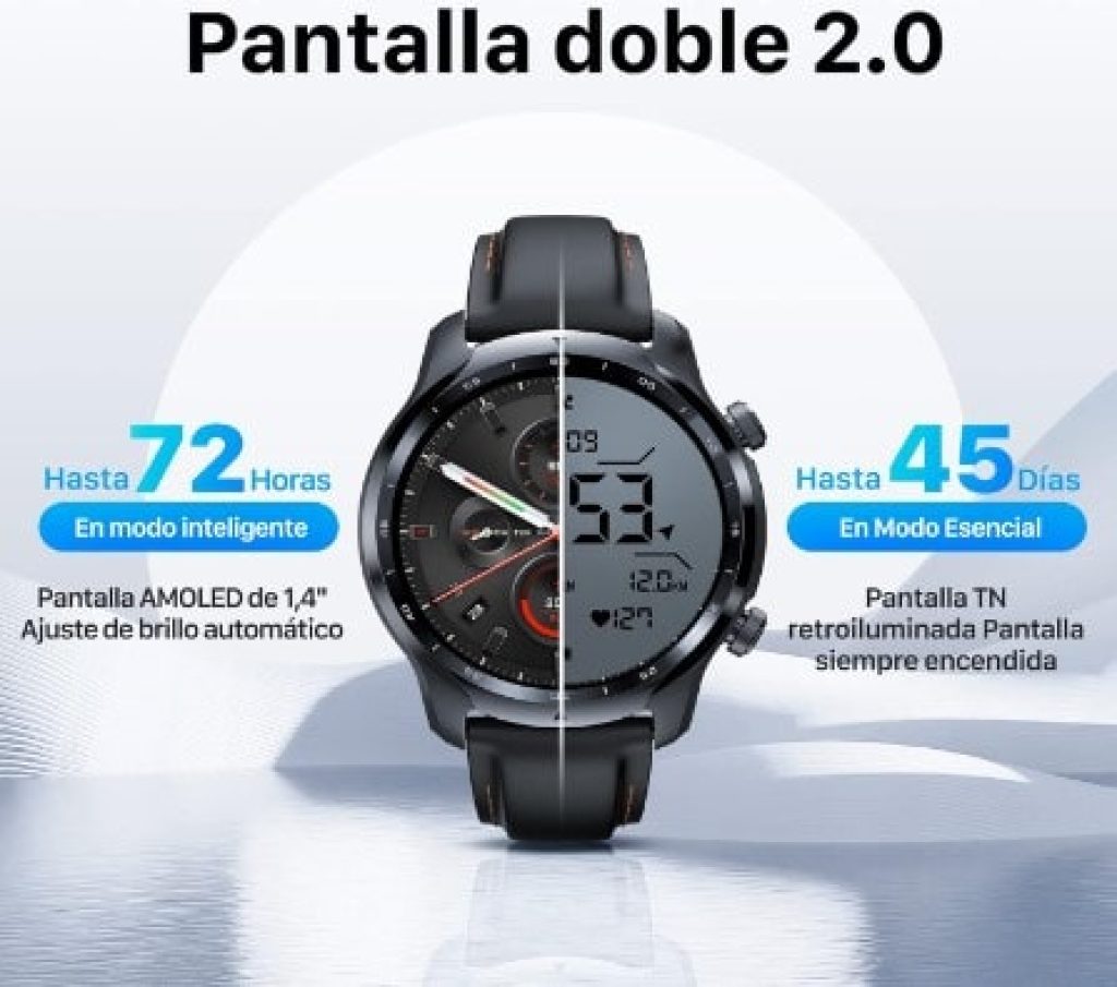 Ticwatch Pro 3 LTE - Reloj inteligente Wear OS by Google, plataforma Qualcomm Snapdragon Wear 4100, seguimiento del sueño y NFC, IP68 listo para nadar, batería de larga duración, solo Vodafone