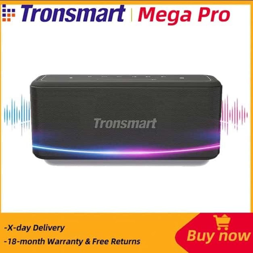 Tronsmart altavoz portátil Mega Pro con Bluetooth, 60W, bajos mejorados, NFC, IPX5, resistente al agua, asistente de voz - chollo