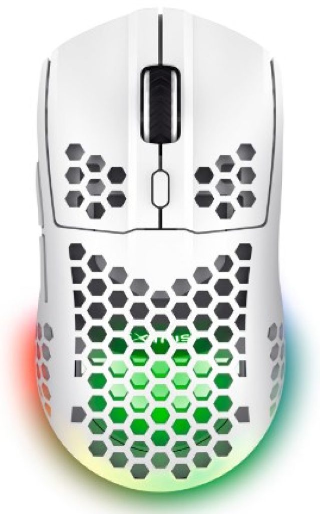Trust Gaming GXT 929W Helox Ratón Gaming Inalámbrico Ultraligero 75g, Batería de 80h, Microrreceptor USB 2,4GHz, dpi Ajustable 800-4800, Mouse Gaming Recargable LED Ordenador Portátil, Blanco