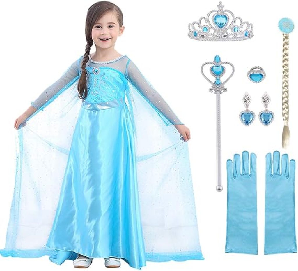 URAQT Disfraz de Princesa, Traje del Vestido, Traje de Princesa de la Nieve Vestido Infantil Disfraz de Princesa de Niñas para Halloween Traje Fiesta Cosplay