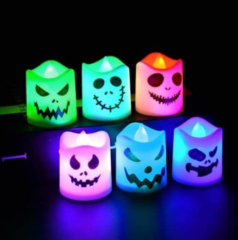 Vela Led de calabaza fantasma para Halloween, lámpara brillante para fiesta de Halloween, 6 piezas
