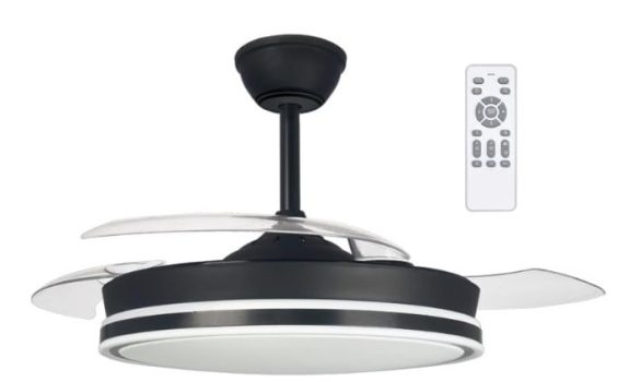 Ventilador de techo silencioso con luz LED - 3 aspas plegables, 45W, mando a distancia CCT Regulable - Wonderlamp