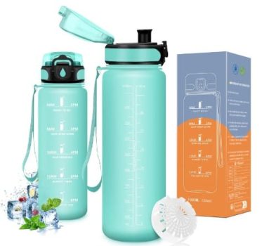 Vikaster - Botella agua 1 litro, sin BPA, para Niños, Deporte, Running, Gimnasio, Bicicleta
