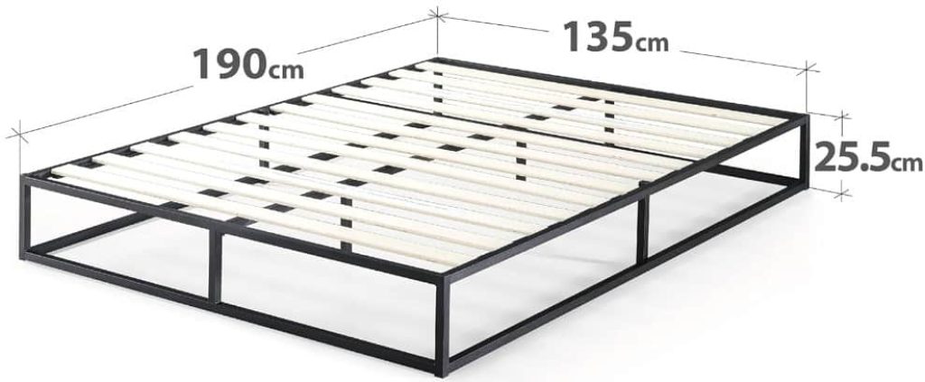 Zinus Joseph Cama 135x190 cm - Marco de la cama de plataforma de metal con soporte de listones de madera y almacenaje