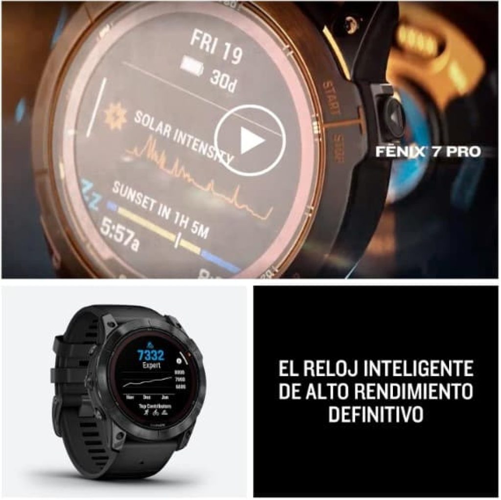 Garmin fenix ​​7X Pro Solar - Reloj GPS Multideporte con Carga Solar, Pantalla táctil, Linterna LED, 37 días de batería