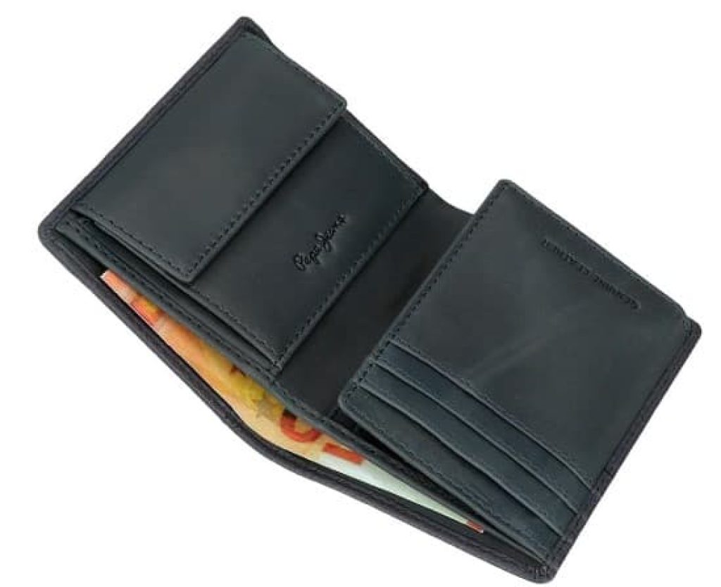 Pepe Jeans Checkbox Cartera Vertical con Monedero Azul 8,5x10,5x1 cms Piel