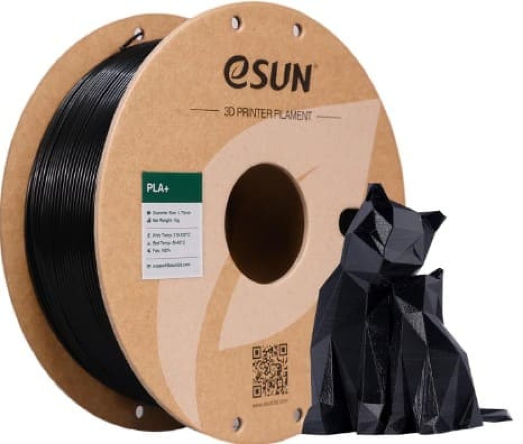 eSUN Filamento PLA+ 1.75mm, Mejorado Tenacidad Impresora 3D Filamento PLA Plus, Precisión Dimensional +/- 0.03mm, 1KG Carrete (2.2 LBS) para Filamento de Impresión 3D, Negro