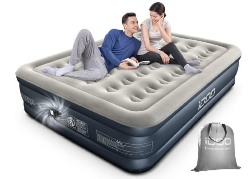 iDOO Colchón Hinchable con Bomba de inflado y desinflado en Tan Solo 3 Minutos, para el hogar, Viajes y Camping, 152x203x46cm. Peso máximo:295Kg (Cama Matrimonial)