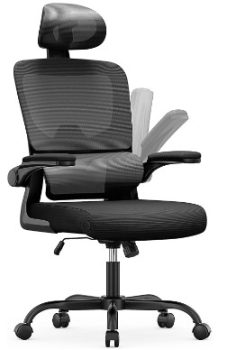 Naspaluro Silla de Oficina Ergonómica con Soporte Lumbar, Reposacabezas, Altura Ajustables, Reposabrazos Abatible - Silla de Ordenador para Oficina en Casa - chollos amazon