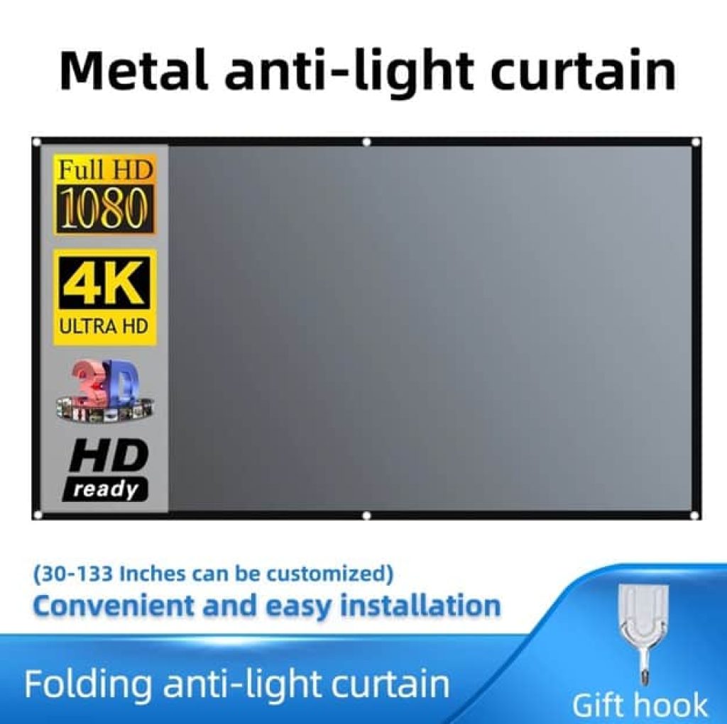 Pantalla proyector Salange - Pantalla de proyector de Metal, tela reflectante antiluz para proyector YG300 XGIMI H2 HALO Mogo Xiaomi DLP, 16:9