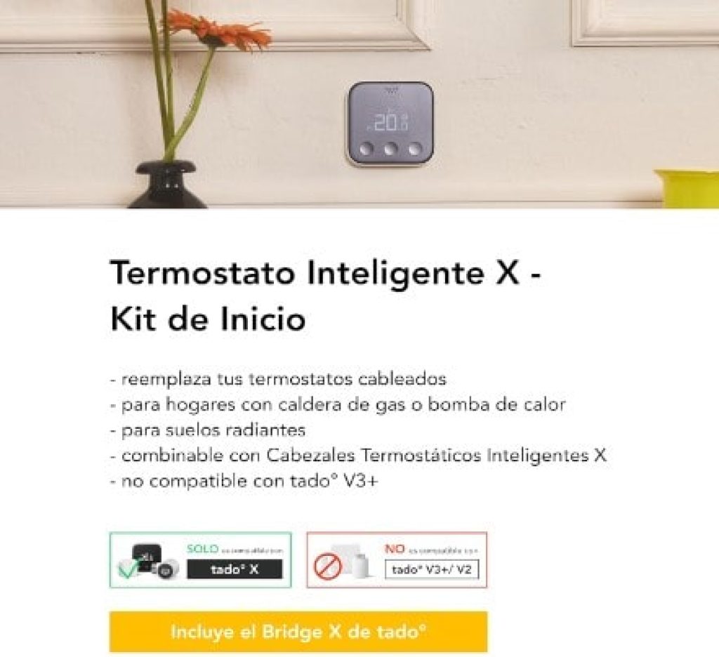 Tado Termostato inteligente X, Starter Kit, termostato con cable y Bridge X, aplicación y altavoz inteligente - Chollos amazon