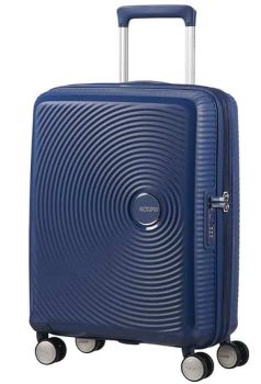 American Tourister Soundbox - Equipaje de mano ampliable Spinner S, 55 cm, 41 L, Azul (Azul Medianoche)