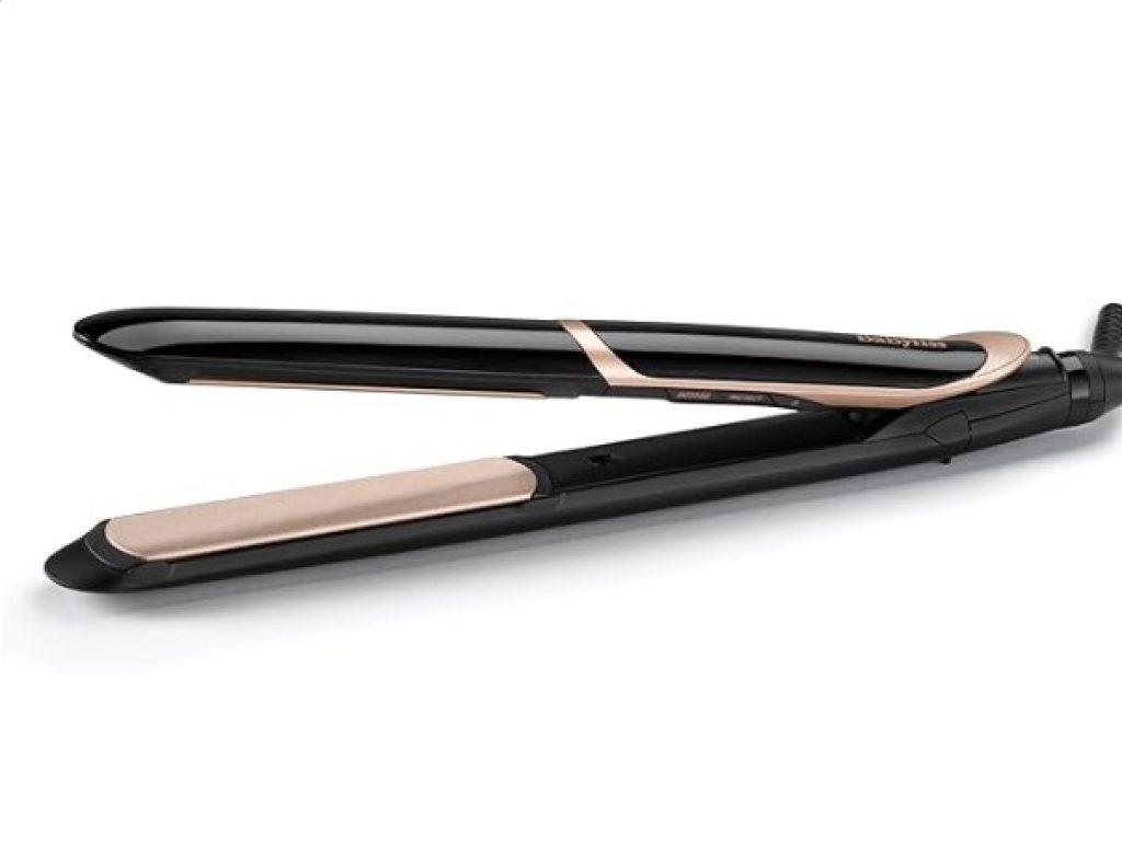 BaByliss ST393E Plancha de pelo profesional, iónica, placas flotantes extra largas de cerámica de titanio, 6 ajustes de 140ºC a 235ºC, modo intenso y protección, Color Negro
